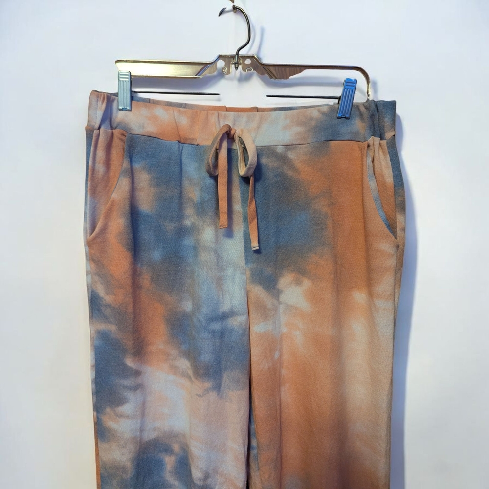 BiBi Women's Tie-Dye Casual Two Piece Lounge Set - Blue and Orange, NWOT - Picture 8 of 16